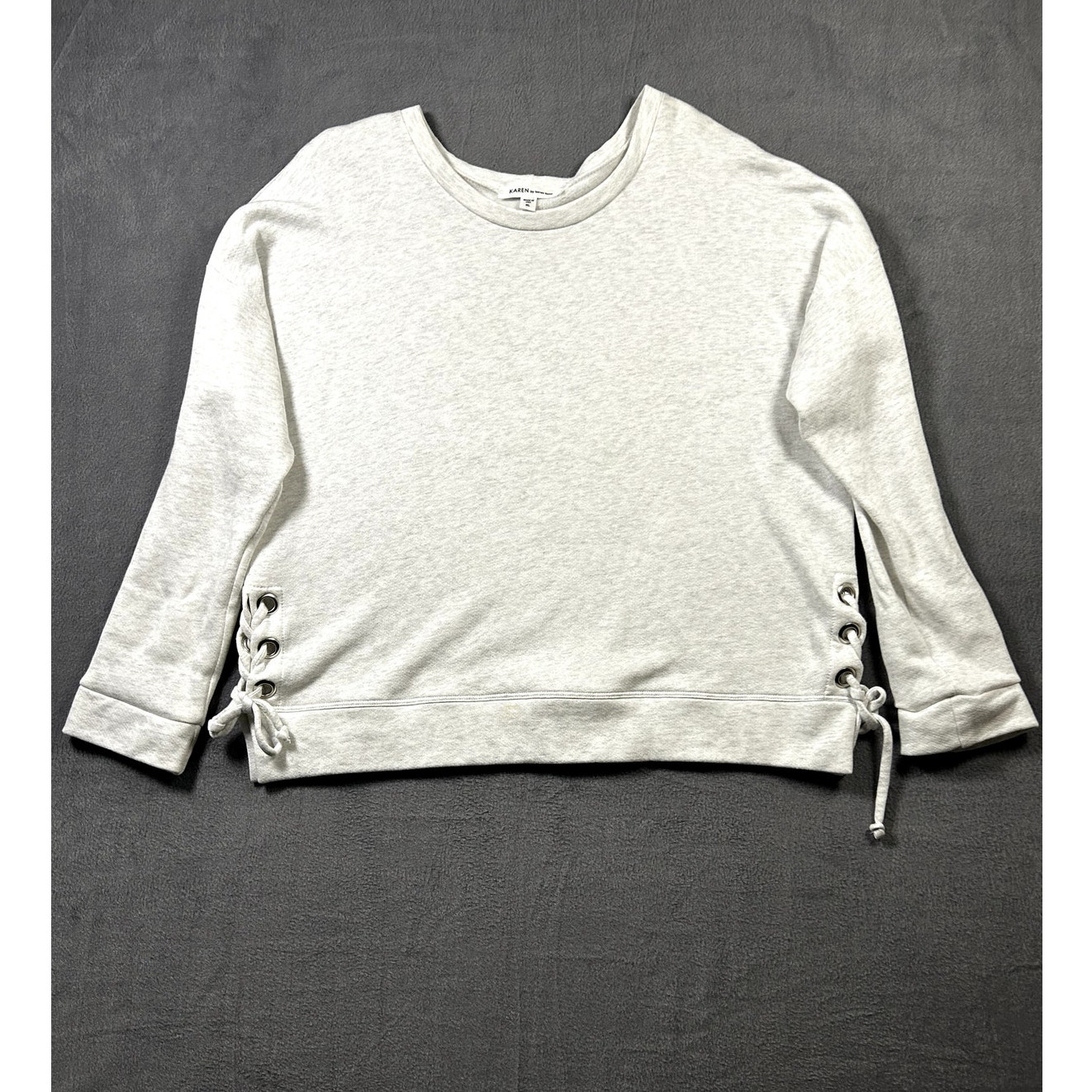 Karen By Karen Kane Sweatshirt Women's Cream Cotton Lace Up Side Tie Casual Xl